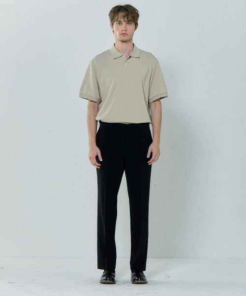 BASIC HOUSE（ベーシックハウス）の「UNI セミオーバーフィット ピケ ポロTシャツ オートミール LYTS3104（ポロシャツ・メンズ・オートミール・FREE）」の5枚目の写真