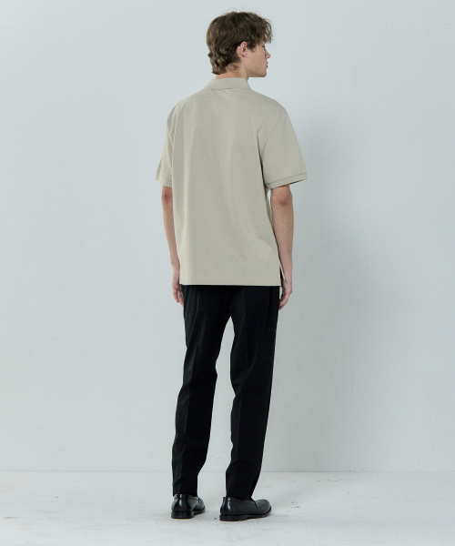 BASIC HOUSE（ベーシックハウス）の「UNI セミオーバーフィット ピケ ポロTシャツ オートミール LYTS3104（ポロシャツ・メンズ・オートミール・FREE）」の6枚目の写真