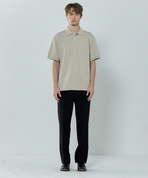 BASIC HOUSE（ベーシックハウス）の「UNI セミオーバーフィット ピケ ポロTシャツ オートミール LYTS3104（ポロシャツ・メンズ・オートミール・FREE）」の8枚目の写真
