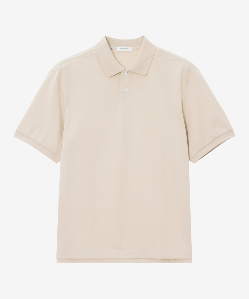 BASIC HOUSE（ベーシックハウス）の「UNI セミオーバーフィット ピケ ポロTシャツ オートミール LYTS3104（ポロシャツ・メンズ・オートミール・FREE）」の9枚目の写真