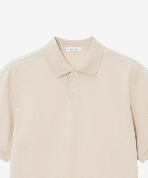 BASIC HOUSE（ベーシックハウス）の「UNI セミオーバーフィット ピケ ポロTシャツ オートミール LYTS3104（ポロシャツ・メンズ・オートミール・FREE）」の11枚目の写真