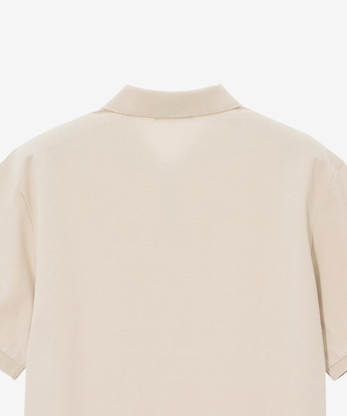 BASIC HOUSE（ベーシックハウス）の「UNI セミオーバーフィット ピケ ポロTシャツ オートミール LYTS3104（ポロシャツ・メンズ・オートミール・FREE）」の12枚目の写真