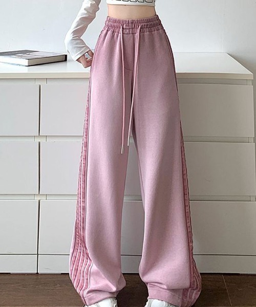 SallyLunn(サリーラン)の「サイドラインスウェットパンツ(スウェットパンツ・レディース・ピンク/グレー・MEDIUM/LARGE)」の2枚目の写真