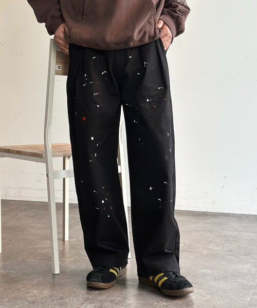 CPCM（シーピーシーエム）の「古着ライクペイントワイドパンツ（その他パンツ・メンズ・ブルー/ベージュ/ブラック・LARGE/MEDIUM）」の2枚目の写真