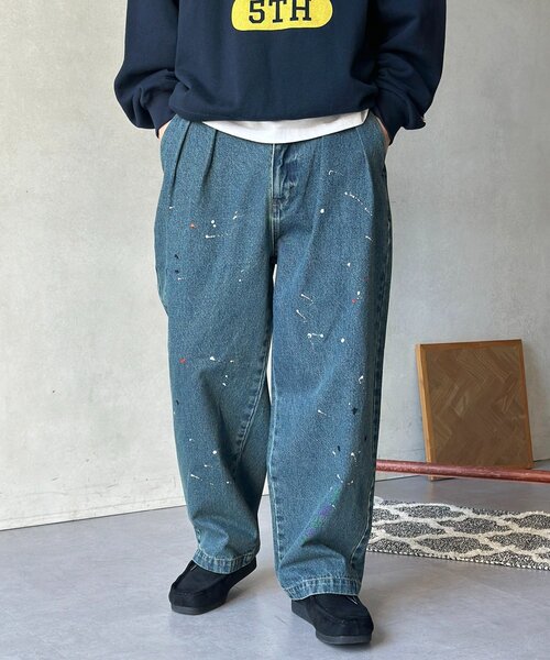 CPCM（シーピーシーエム）の「古着ライクペイントワイドパンツ（その他パンツ・メンズ・ブルー/ベージュ/ブラック・LARGE/MEDIUM）」の8枚目の写真