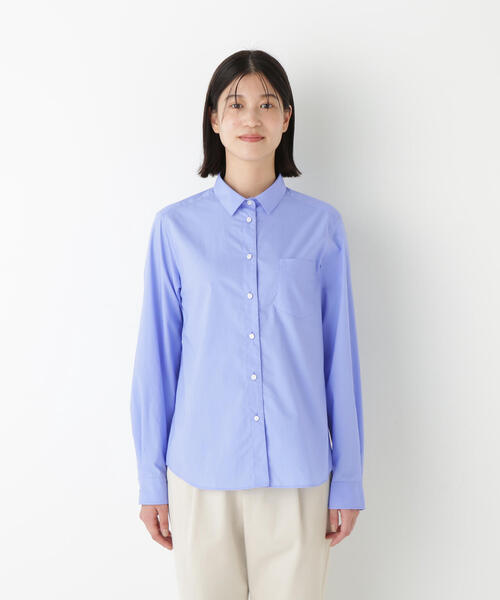 human woman(ヒューマンウーマン)の「◆【定番/ウォッシャブル】ベーシックシャツ(シャツ/ブラウス・レディース・ブルー・MEDIUM)」の11枚目の写真
