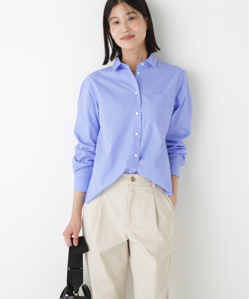 human woman(ヒューマンウーマン)の「◆【定番/ウォッシャブル】ベーシックシャツ(シャツ/ブラウス・レディース・ブルー・MEDIUM)」の1枚目の写真