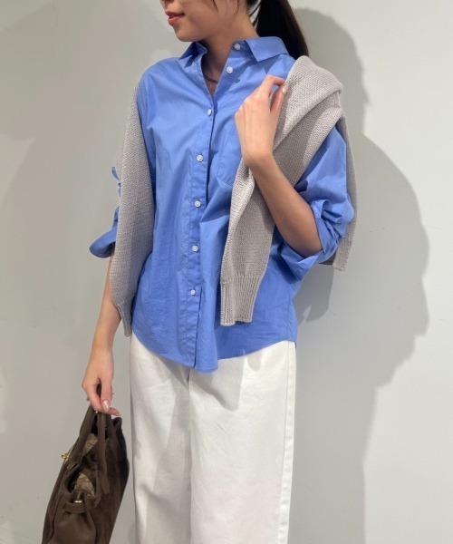 human woman(ヒューマンウーマン)の「◆【定番/ウォッシャブル】ベーシックシャツ(シャツ/ブラウス・レディース・ブルー・MEDIUM)」の4枚目の写真