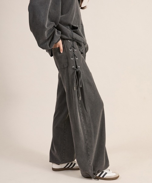 apres jour mignon（アプレジュールミニョン）の「サイドレースアップスウェットパンツ（その他パンツ・レディース・ネイビー/杢グレー/ブラック・LARGE/SMALL/MEDIUM）」の9枚目の写真