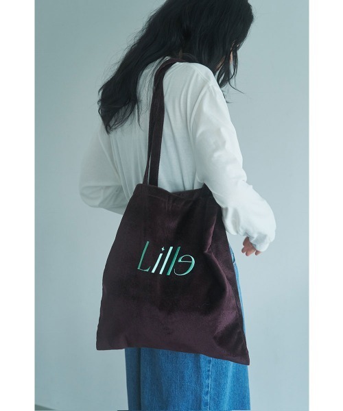 marjour（マージュール）の「VELOUR LOGO TOTE BAG（トートバッグ・レディース・ブラウン/ボルドー・FREE）」の2枚目の写真
