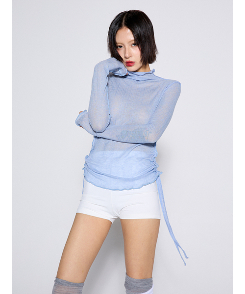 CONY(コール アウト ニューイヤー)の「シャーリングテンセルTシャツ / スカイブルー(Tシャツ/カットソー・レディース・その他・ONE SIZE)」の1枚目の写真