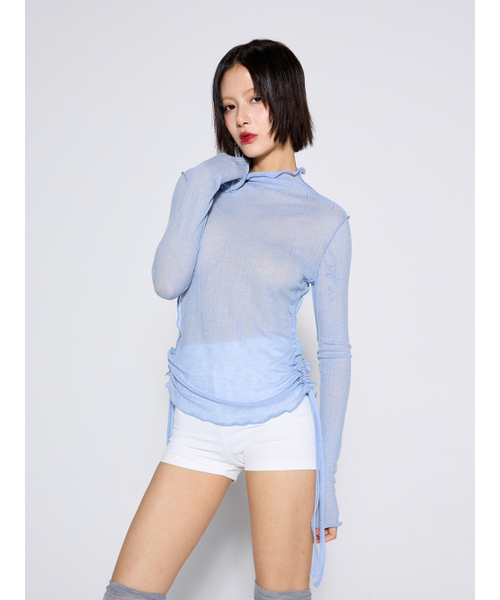 CONY(コール アウト ニューイヤー)の「シャーリングテンセルTシャツ / スカイブルー(Tシャツ/カットソー・レディース・その他・ONE SIZE)」の2枚目の写真