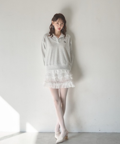 Nadana（ナダナ）の「レースダブルカラープルオーバー（Tシャツ/カットソー・レディース・ホワイト/ネイビー・FREE）」の16枚目の写真