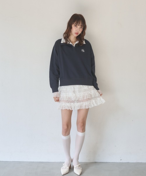 Nadana（ナダナ）の「レースダブルカラープルオーバー（Tシャツ/カットソー・レディース・ホワイト/ネイビー・FREE）」の12枚目の写真