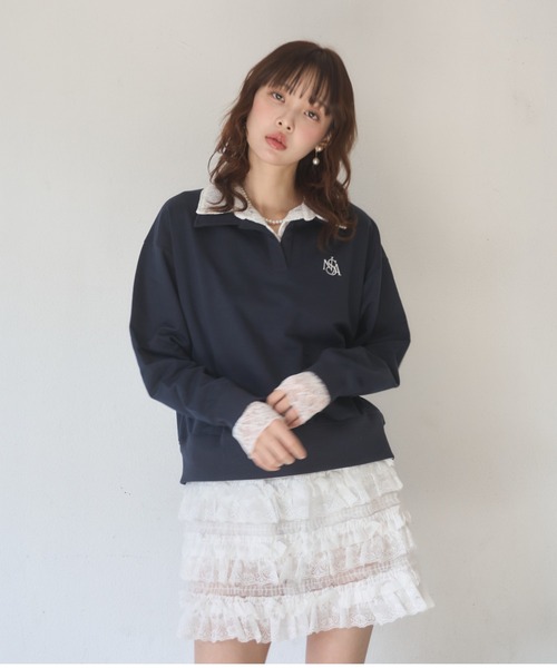 Nadana（ナダナ）の「レースダブルカラープルオーバー（Tシャツ/カットソー・レディース・ホワイト/ネイビー・FREE）」の19枚目の写真
