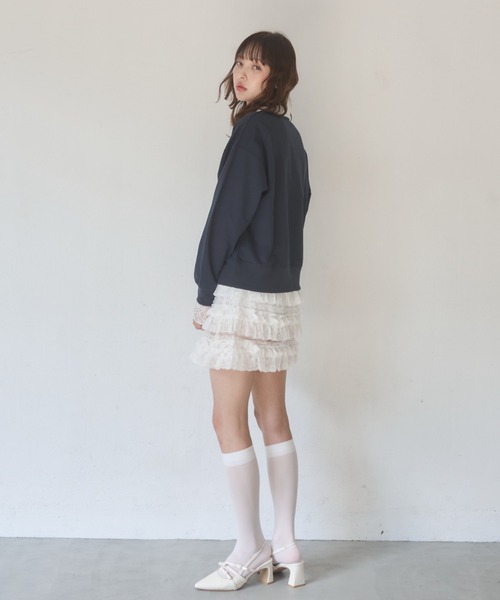 Nadana（ナダナ）の「レースダブルカラープルオーバー（Tシャツ/カットソー・レディース・ホワイト/ネイビー・FREE）」の7枚目の写真