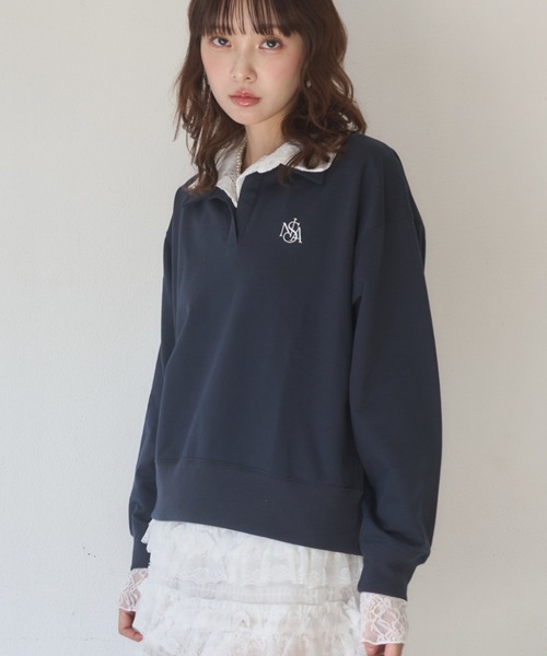 Nadana（ナダナ）の「レースダブルカラープルオーバー（Tシャツ/カットソー・レディース・ホワイト/ネイビー・FREE）」の9枚目の写真