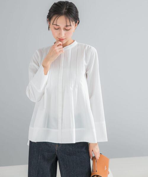 URBAN RESEARCH ROSSO WOMEN（アーバンリサーチ　ロッソ）の「フレアシルエットピンタックブラウス（シャツ/ブラウス・レディース・オフホワイト/ブルー・FREE）」の3枚目の写真