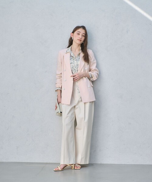 UNITED ARROWS（ユナイテッドアローズ）の「6ボタン リネン ブレザー ジャケット（テーラードジャケット・レディース・ライトピンク/ナチュラル/ネイビー・36/40/38/34）」の9枚目の写真