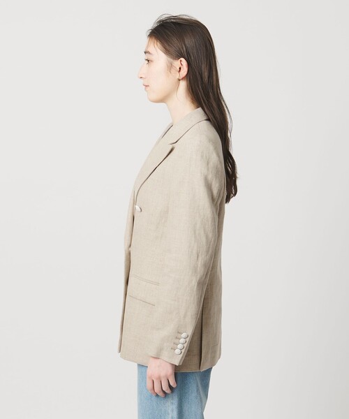 UNITED ARROWS（ユナイテッドアローズ）の「6ボタン リネン ブレザー ジャケット（テーラードジャケット・レディース・ライトピンク/ナチュラル/ネイビー・36/40/38/34）」の14枚目の写真