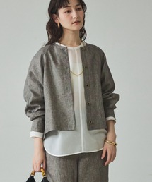 qualite（カリテ）の「ラメリネンフォルムブルゾン 春服 夏服 オフィスカジュアル セットアップ対応 リネン（ブルゾン）」