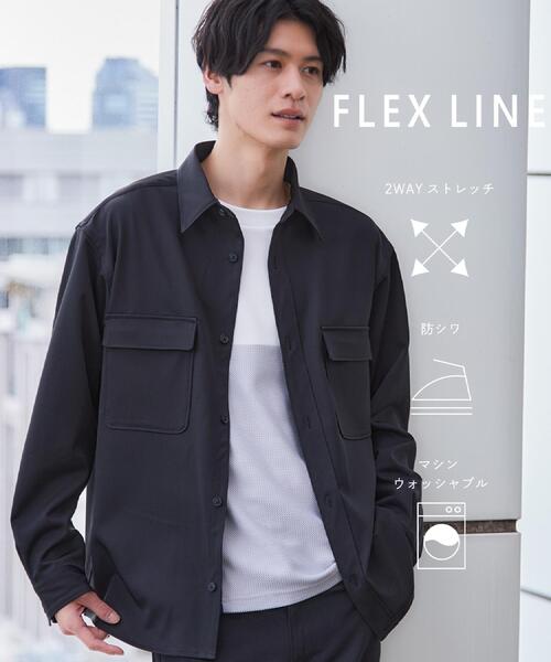 THE SHOP TK （ザ ショップ ティーケー ）の「FLEX LINE  カバーオール　ストレッチ/防シワ/マシンウォッシャブル/セットアップ可（シャツ/ブラウス・メンズ・ブラック/ベージュ・04/02/03）」の2枚目の写真