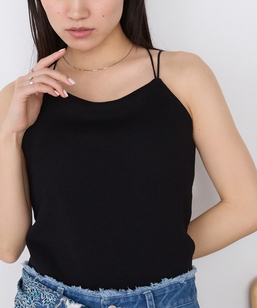forksy.(フォルクシー)の「【forksy.】カップ付き ダブルストラップ メロー リブキャミソール / 接触冷感・UVカット(キャミソール・レディース・チャコールグレー/ホワイト/ブラック/ブルー・S/L/M)」の18枚目の写真