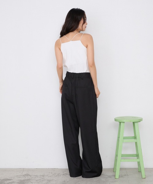 forksy.(フォルクシー)の「【forksy.】カップ付き ダブルストラップ メロー リブキャミソール / 接触冷感・UVカット(キャミソール・レディース・チャコールグレー/ホワイト/ブラック/ブルー・S/L/M)」の14枚目の写真