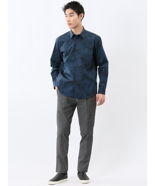 TAKA-Q(タカキュー)の「シャツ メンズ 長袖 ストレッチ 綿混 プリント レギュラーカラー (シャツ/ブラウス・メンズ・ネイビー・MEDIUM/LARGE/X-LARGE)」の11枚目の写真