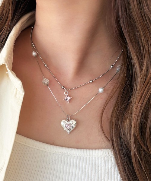 kutir(クティール)の「kutirlune/2連ハートネックレス(ネックレス・レディース・シルバー・FREE)」の2枚目の写真