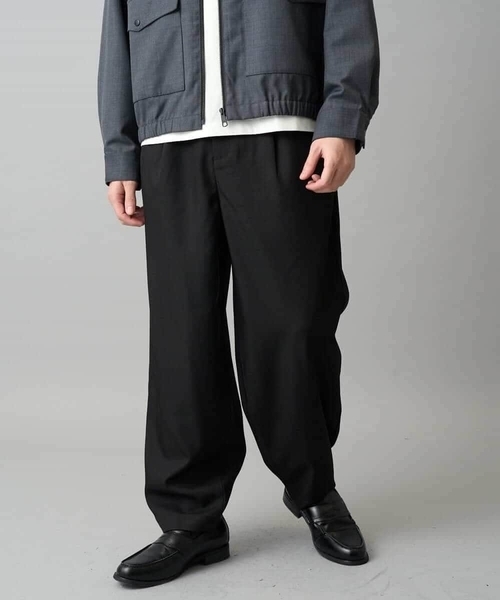 a.v.v（アーヴェヴェ）の「【イージーケア/洗濯機で洗える/毛玉になりにくい/ストレッチ】メランジツイルイージーバルーンパンツ（その他パンツ・メンズ・カーキ/ブラック/ベージュ・46/48）」の2枚目の写真