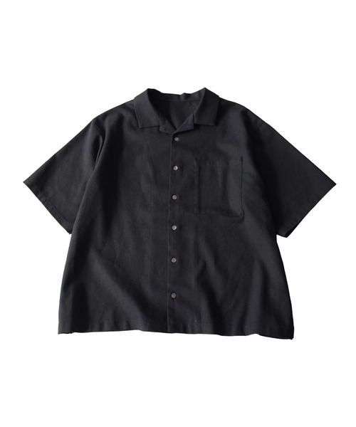 antiqua(アンティカ)の「開襟 リネン混 シャツ(シャツ/ブラウス・レディース・ブラック/ナチュラル/ベージュ系その他/ネイビー・P/R)」の11枚目の写真