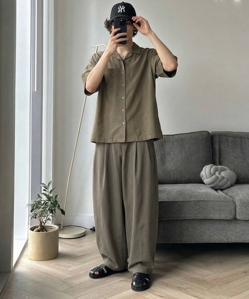 antiqua(アンティカ)の「開襟 リネン混 シャツ(シャツ/ブラウス・レディース・ブラック/ナチュラル/ベージュ系その他/ネイビー・P/R)」の19枚目の写真