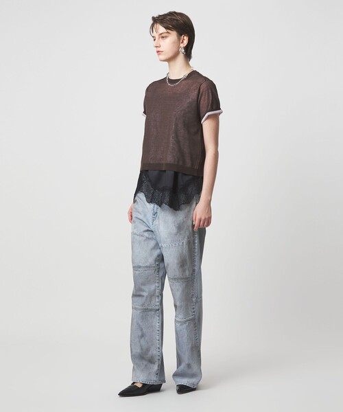 ASTRAET（アストラット）の「＜ASTRAET＞ダブルニー バギー デニムパンツ UNISEX（その他パンツ・レディース・ライトブルー・2/0/00/1）」の2枚目の写真