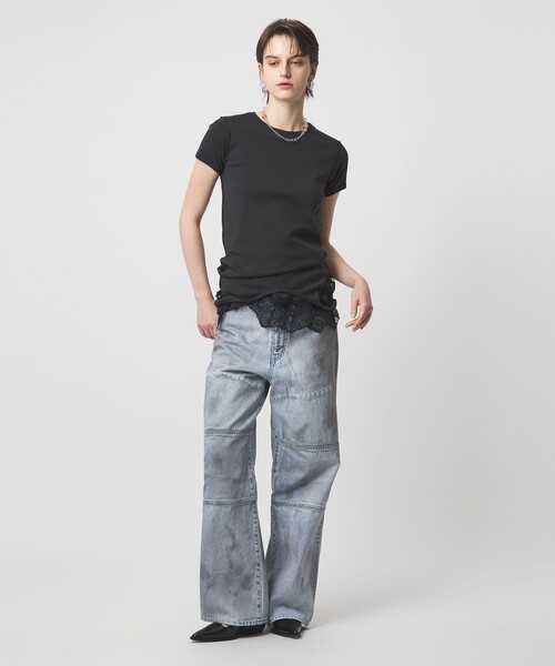 ASTRAET（アストラット）の「＜ASTRAET＞ダブルニー バギー デニムパンツ UNISEX（その他パンツ・レディース・ライトブルー・2/0/00/1）」の3枚目の写真