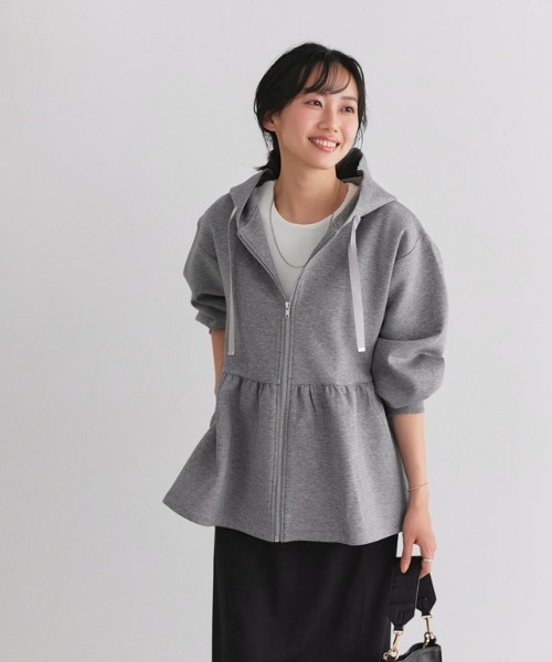 Pierrot（ピエロ）の「ダンボールヘムフレアパーカー（パーカー・レディース・杢グレー/ブラック/ネイビー・S/M/L）」の14枚目の写真