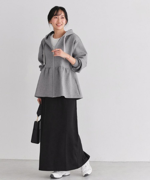 Pierrot（ピエロ）の「ダンボールヘムフレアパーカー（パーカー・レディース・杢グレー/ブラック/ネイビー・S/M/L）」の16枚目の写真