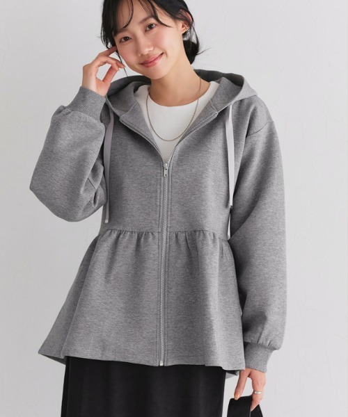 Pierrot（ピエロ）の「ダンボールヘムフレアパーカー（パーカー・レディース・杢グレー/ブラック/ネイビー・S/M/L）」の19枚目の写真