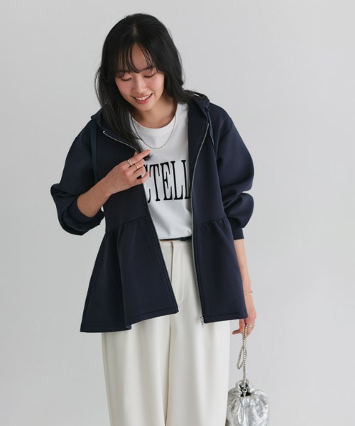 Pierrot（ピエロ）の「ダンボールヘムフレアパーカー（パーカー・レディース・杢グレー/ブラック/ネイビー・S/M/L）」の20枚目の写真