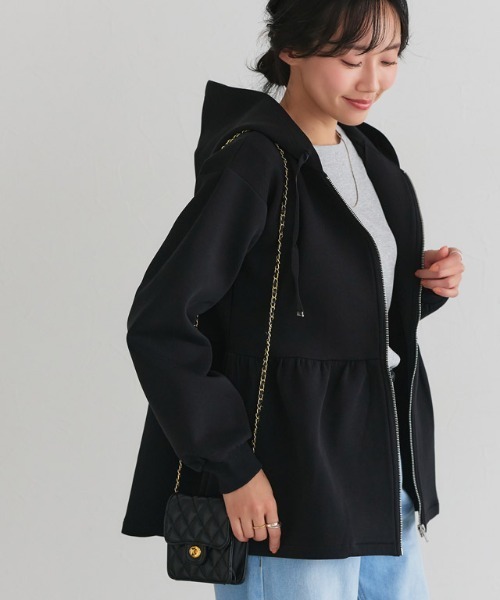 Pierrot（ピエロ）の「ダンボールヘムフレアパーカー（パーカー・レディース・杢グレー/ブラック/ネイビー・S/M/L）」の12枚目の写真