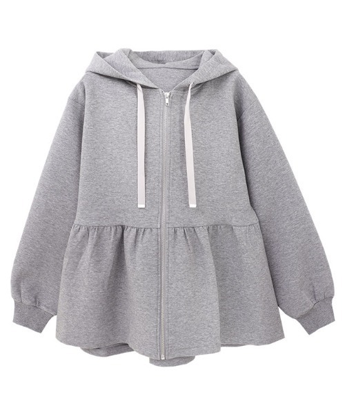 Pierrot（ピエロ）の「ダンボールヘムフレアパーカー（パーカー・レディース・杢グレー/ブラック/ネイビー・S/M/L）」の21枚目の写真