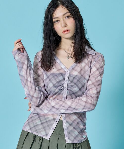 WEB限定 / шелковистая ткань / длинная футболка‑гяза Redyss Gather L/S Shirts (sqnz)