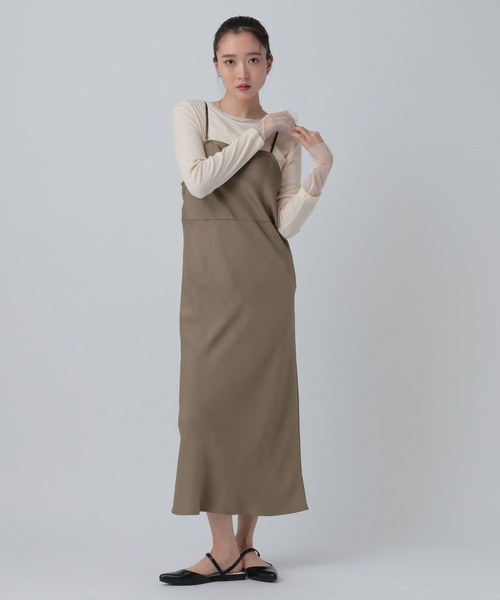 LEPSIM（レプシィム）の「ストレッチサテンキャミワンピース　652448（ワンピース・レディース・ブラウン/ブラック・FREE）」の2枚目の写真