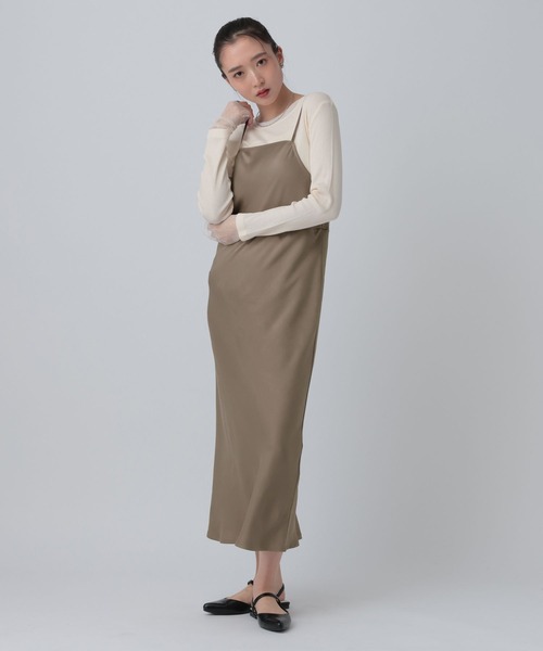 LEPSIM（レプシィム）の「ストレッチサテンキャミワンピース　652448（ワンピース・レディース・ブラウン/ブラック・FREE）」の5枚目の写真