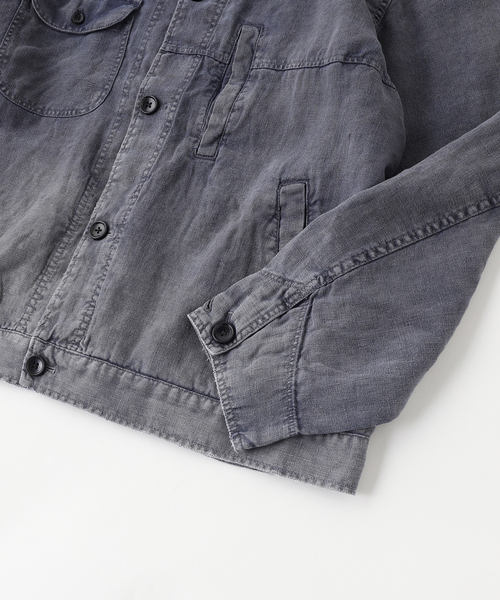 Anachronorm（アナクロノーム）の「ANACHRONORM / アナクロノーム FADED SULFUR DYED LINEN UTILITY JACKET（その他アウター・メンズ・ボルドー/コバルトブルー・MEDIUM）」の4枚目の写真