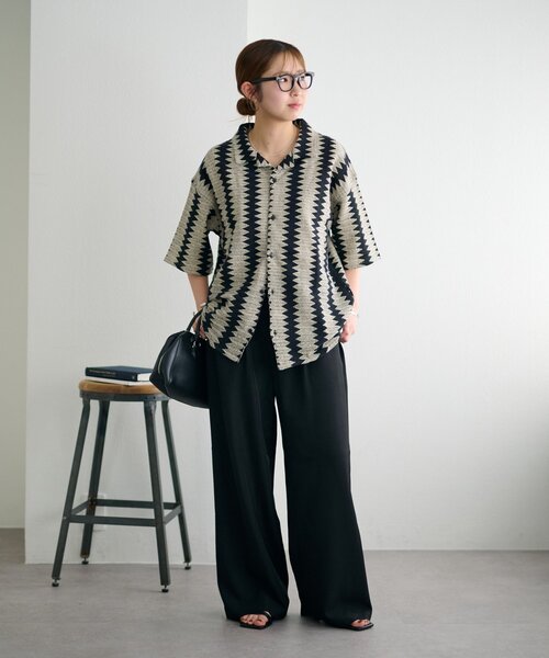 DISCOAT（ディスコート）の「【Enlude】サイドベルト付きワイドパンツ（スラックス・レディース・ブラック/ベージュ・MEDIUM/LARGE）」の12枚目の写真