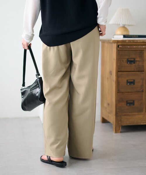 DISCOAT（ディスコート）の「【Enlude】サイドベルト付きワイドパンツ（スラックス・レディース・ブラック/ベージュ・MEDIUM/LARGE）」の16枚目の写真