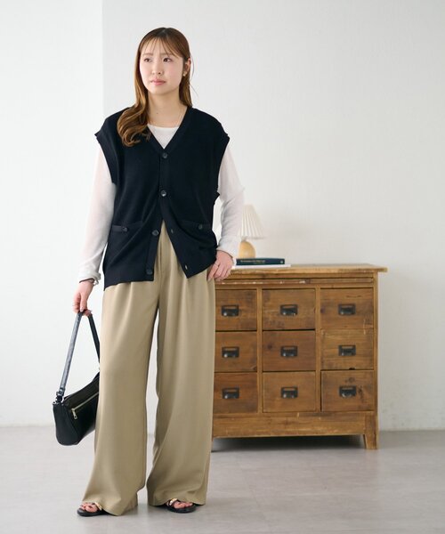 DISCOAT（ディスコート）の「【Enlude】サイドベルト付きワイドパンツ（スラックス・レディース・ブラック/ベージュ・MEDIUM/LARGE）」の17枚目の写真