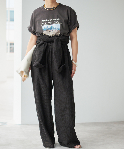 Spick & Span（スピックアンドスパン）の「オープンカラーレースジャンプスーツ（サロペット/オーバーオール・レディース・ブラック/ホワイト・38/36）」の10枚目の写真