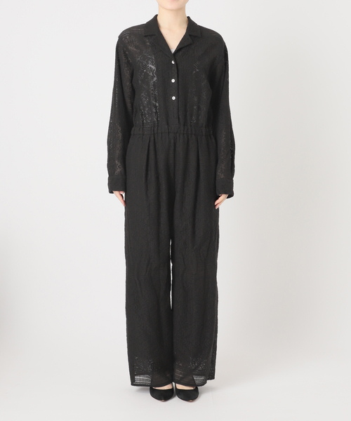 Spick & Span（スピックアンドスパン）の「オープンカラーレースジャンプスーツ（サロペット/オーバーオール・レディース・ブラック/ホワイト・38/36）」の19枚目の写真